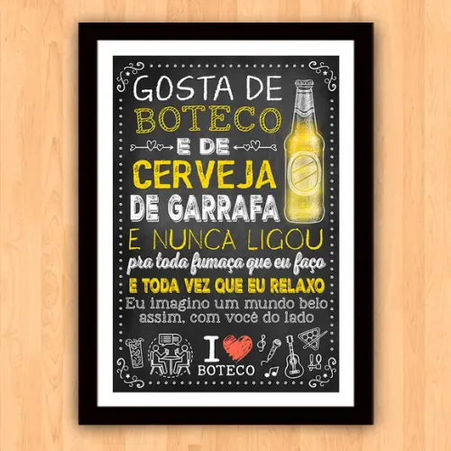 Quadro Pôster A3 c Moldura Cerveja de Garrafa 30x42cm