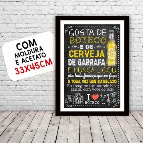 Quadro Pôster A3 c Moldura Cerveja de Garrafa 30x42cm