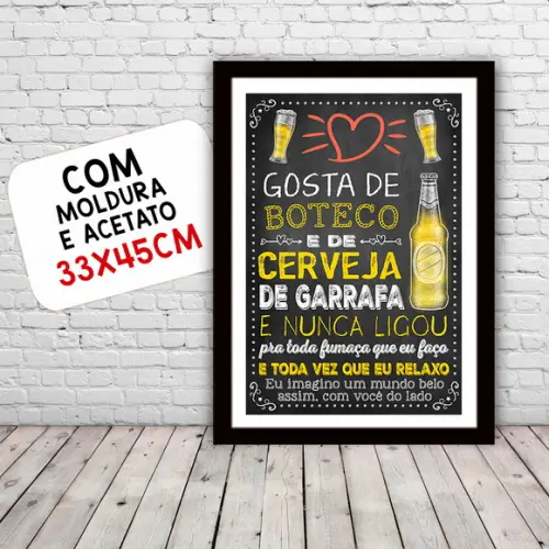 Quadro Pôster A3 c Moldura Cerveja de Garrafa 30x42cm