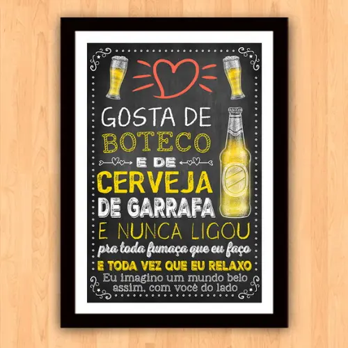 Quadro Pôster A3 c Moldura Cerveja de Garrafa 30x42cm