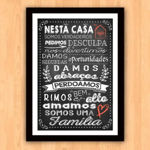 Quadro Pôster A3 c Moldura Nesta Casa Somos Familia 30x42cm