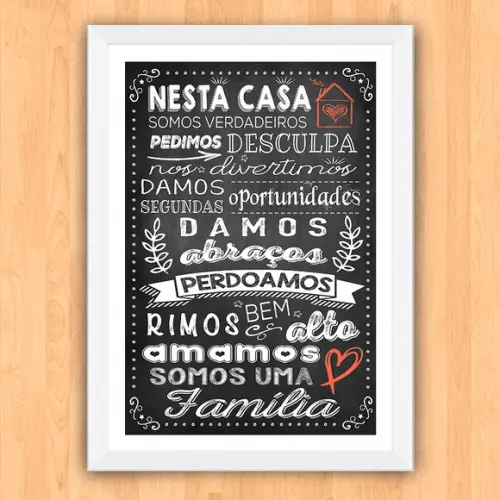 Quadro Pôster A3 c Moldura Nesta Casa Somos Familia 30x42cm