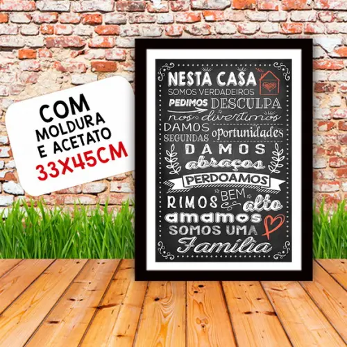Quadro Pôster A3 c Moldura Nesta Casa Somos Familia 30x42cm