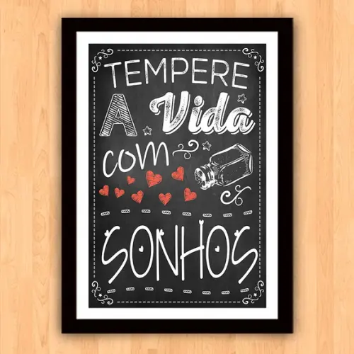 Quadro Pôster A3 c Moldura Tempere a Vida 30x42cm