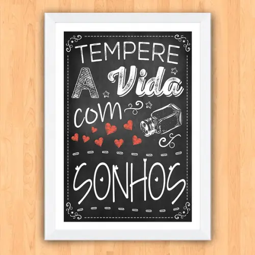 Quadro Pôster A3 c Moldura Tempere a Vida 30x42cm