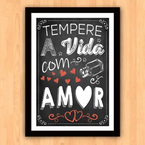 Quadro Pôster A3 c Moldura Tempere a Vida 30x42cm