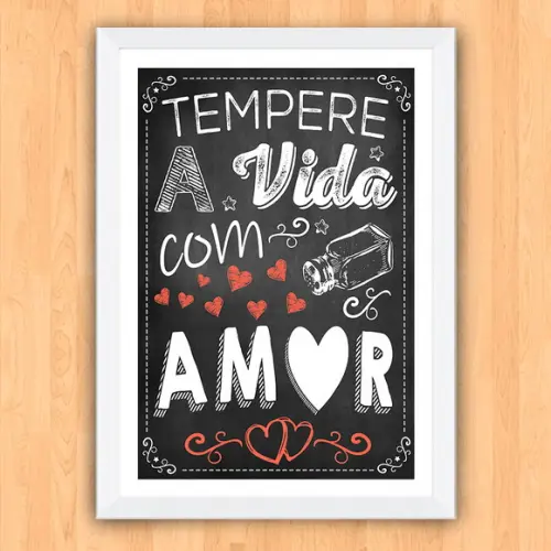 Quadro Pôster A3 c Moldura Tempere a Vida 30x42cm