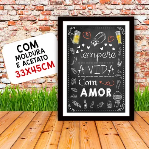 Quadro Pôster A3 c Moldura Tempere a Vida 30x42cm