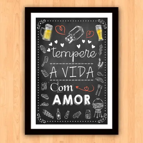 Quadro Pôster A3 c Moldura Tempere a Vida 30x42cm