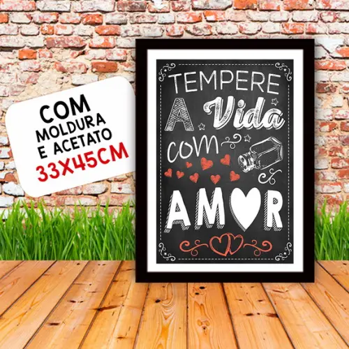 Quadro Pôster A3 c Moldura Tempere a Vida 30x42cm