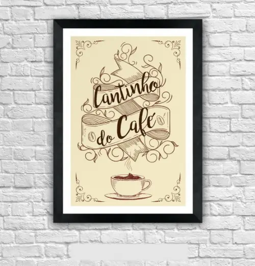 Quadro Pôster A3 c/ Moldura - Cantinho do Café 30x42cm