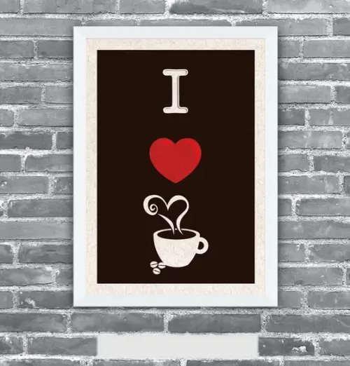 Quadro Pôster A3 c/ Moldura - Eu Amo Café 30x42cm