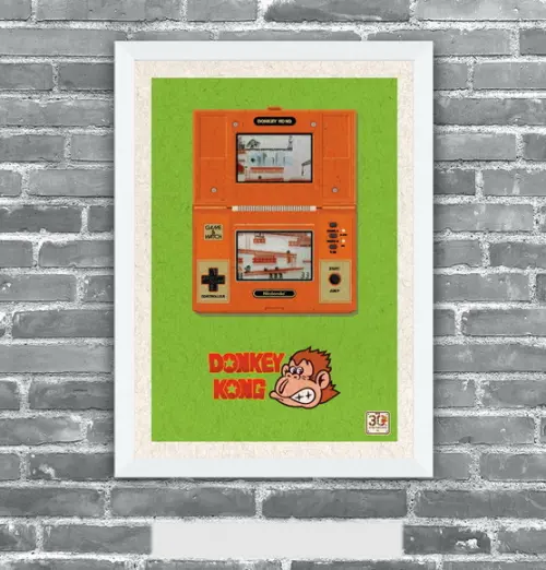 Quadro Pôster A3 c/ Moldura - Game Boy Dk 1 30x42cm