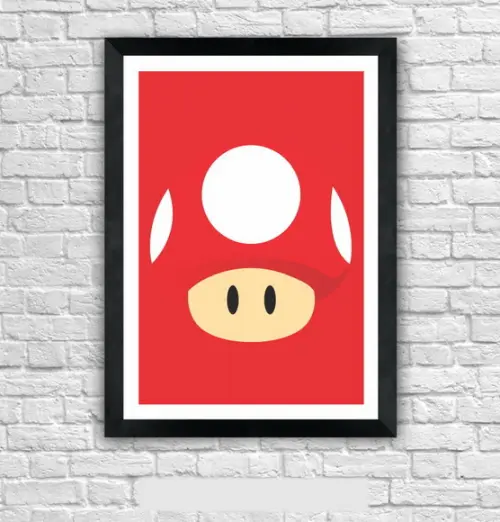 Quadro Pôster A3 c/ Moldura - Mario Cogumelo 30x42cm