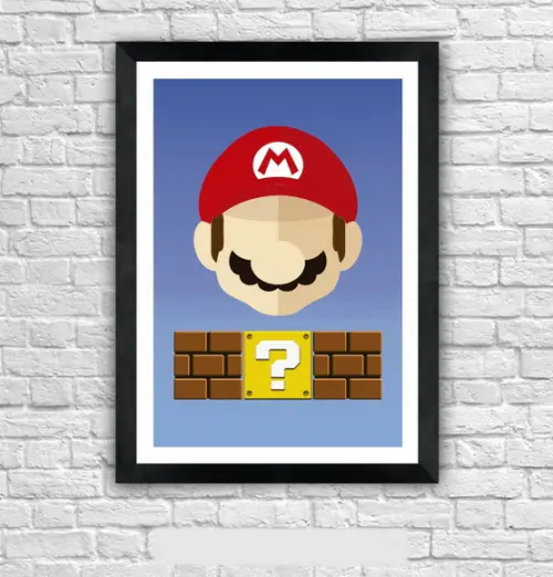 Quadro Pôster A3 c/ Moldura - Mario Minimalista 30x42cm
