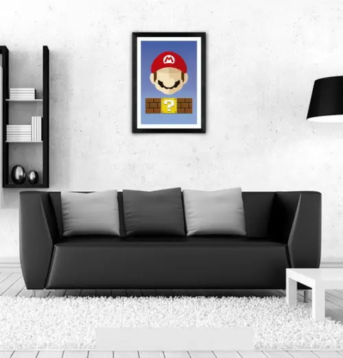 Quadro Pôster A3 c/ Moldura - Mario Minimalista 30x42cm