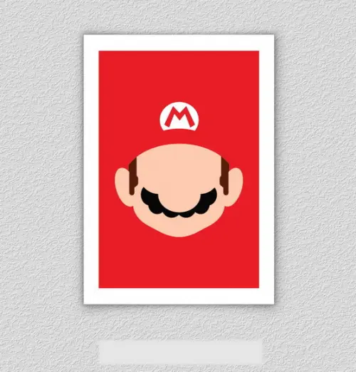Quadro Pôster A3 c/ Moldura - Mario Minimalista 30x42cm