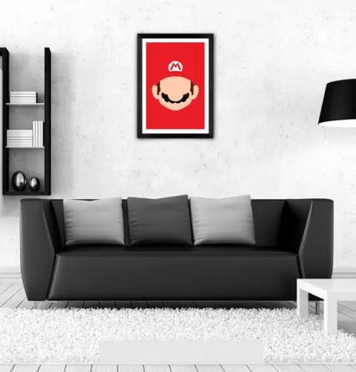 Quadro Pôster A3 c/ Moldura - Mario Minimalista 30x42cm
