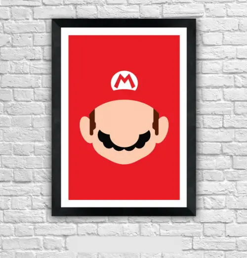 Quadro Pôster A3 c/ Moldura - Mario Minimalista 30x42cm