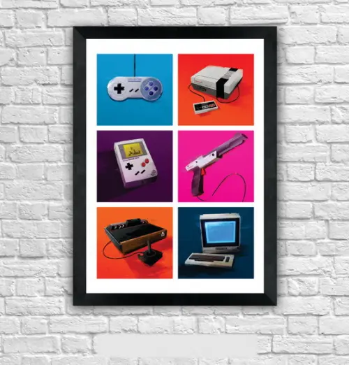 Quadro Pôster A3 c/ Moldura - Video Game Vintage 30x42cm