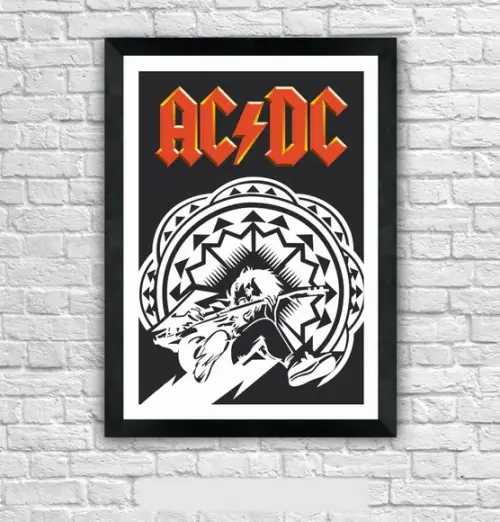 Quadro Pôster A3 c/ Moldura -angus Eletric Guitar 30x42cm