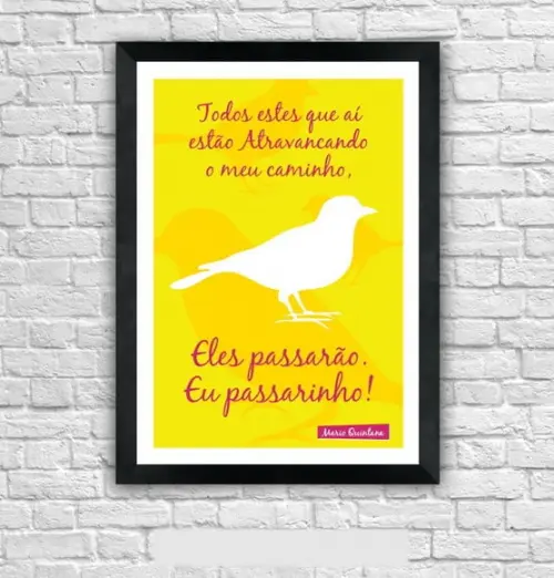 Quadro Pôster A3 c/ Moldura -eu Passarinho - Frase 30x42cm