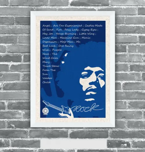 Quadro Pôster A3 c/ Moldura -hendrix 30x42cm