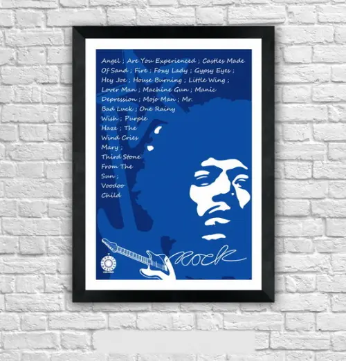 Quadro Pôster A3 c/ Moldura -hendrix 30x42cm