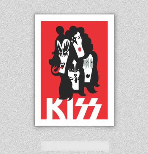 Quadro Pôster A3 c/ Moldura -kiss Faces 30x42cm