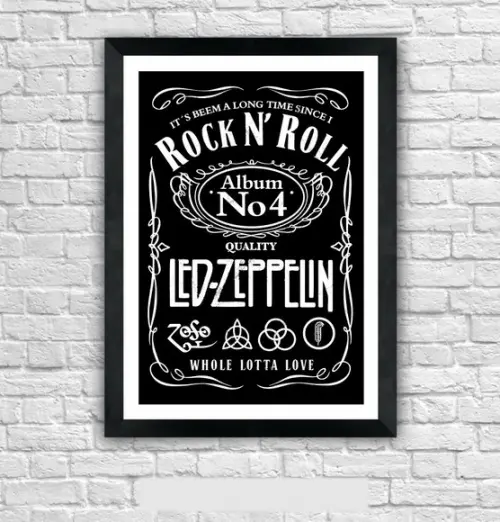 Quadro Pôster A3 c/ Moldura -led Rock Nº 4 30x42cm
