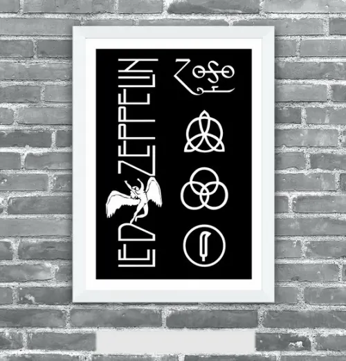 Quadro Pôster A3 c/ Moldura -led Zeppelin 30x42cm