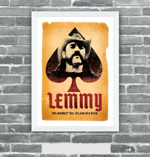 Quadro Pôster A3 c/ Moldura -lemmy 49 51 30x42cm