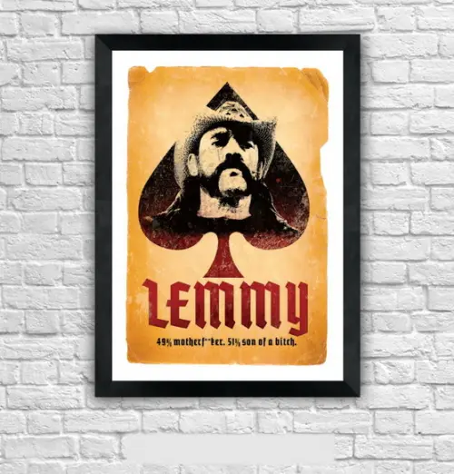 Quadro Pôster A3 c/ Moldura -lemmy 49 51 30x42cm