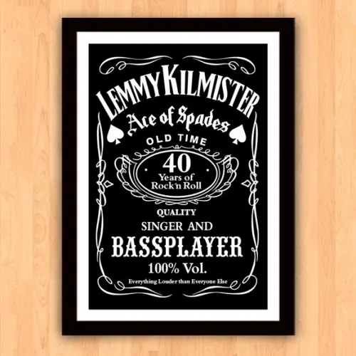Quadro Pôster A3 c/ Moldura -lemmy Bass Player 30x42cm