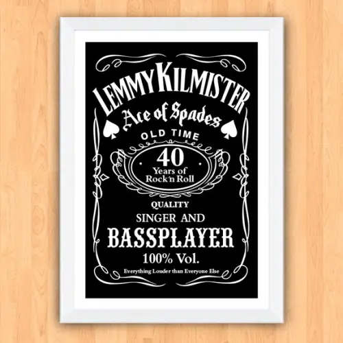 Quadro Pôster A3 c/ Moldura -lemmy Bass Player 30x42cm