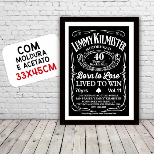 Quadro Pôster A3 c/ Moldura -lemmy Kilmister 30x42cm