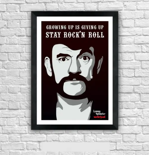 Quadro Pôster A3 c/ Moldura -lemmy Stay Rock 30x42cm