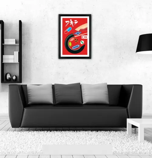 Quadro Pôster A3 c/ Moldura -moto Kaneda Minimalista 30x42cm