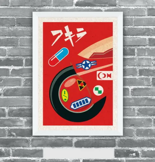 Quadro Pôster A3 c/ Moldura -moto Kaneda Minimalista 30x42cm