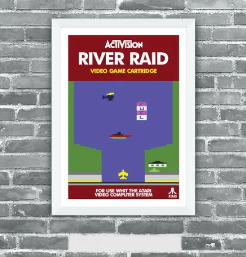 Quadro Pôster A3 c/ Moldura -river Raid Atari 30x42cm