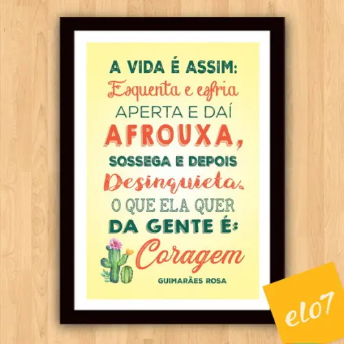 Quadro Pôster A3 c/ Moldura a Vida É Assim 30x42cm