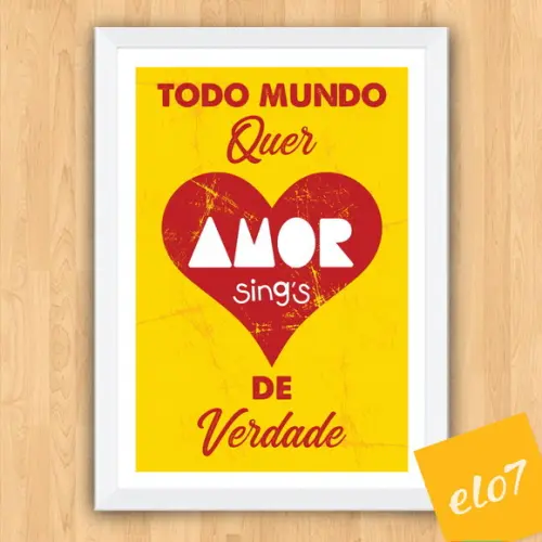 Quadro Pôster A3 c/ Moldura Amor de Verdade Pop Art 30x42cm