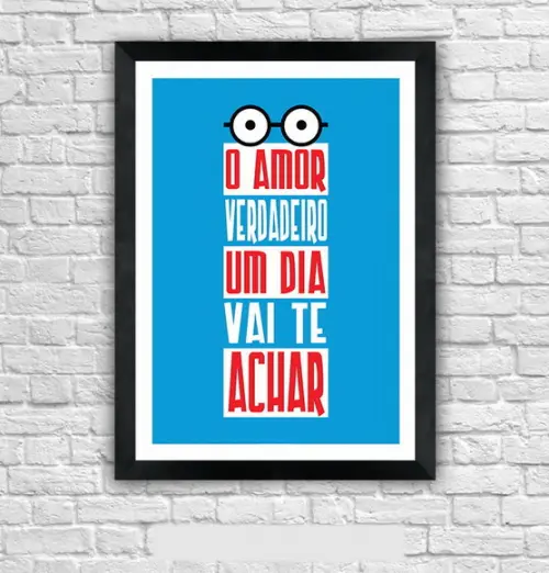 Quadro Pôster A3 c/ Moldura Amor Verdadeiro Pop Art 30x42cm
