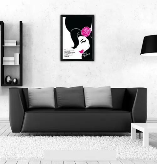 Quadro Pôster A3 c/ Moldura Amy Back To Black 30x42cm