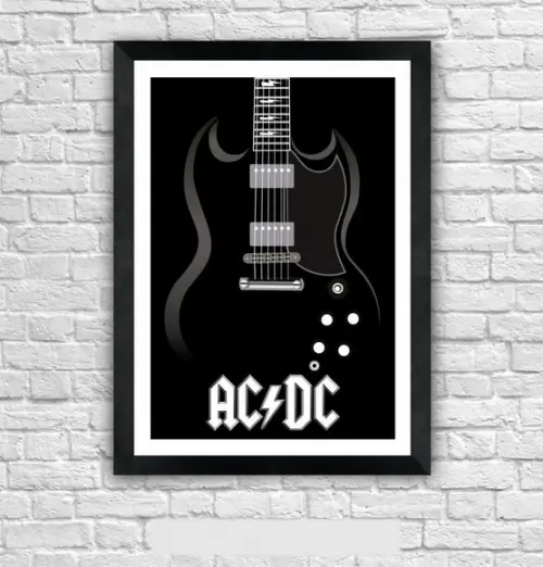 Quadro Pôster A3 c/ Moldura Angus Sg Guitar 30x42cm