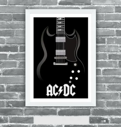Quadro Pôster A3 c/ Moldura Angus Sg Guitar 30x42cm