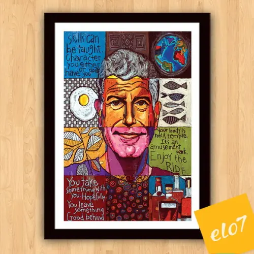 Quadro Pôster A3 c/ Moldura Anthony Bourdain 30x42cm