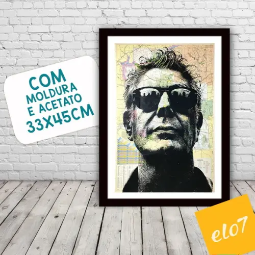 Quadro Pôster A3 c/ Moldura Anthony Bourdain 30x42cm