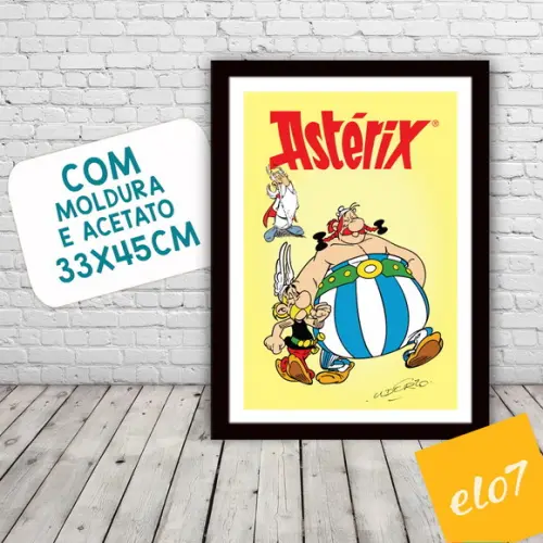 Quadro Pôster A3 c/ Moldura Asterix e Obelix 30x42cm