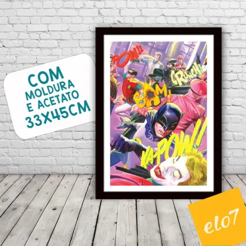 Quadro Pôster A3 c/ Moldura Batman Anos 60 - 30x42cm